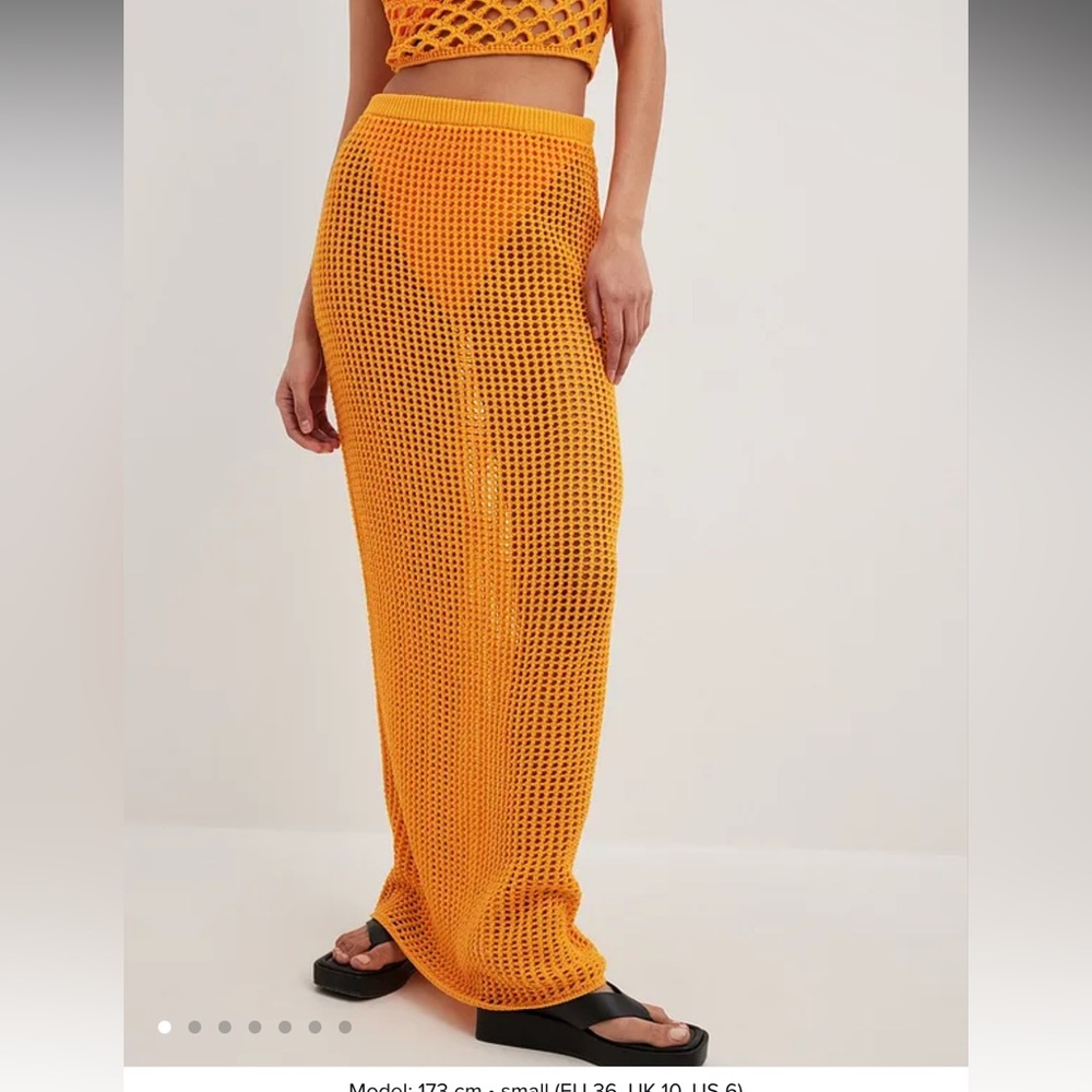 COPY - Orange Crochet Knit Bodycon Maxi Skirt